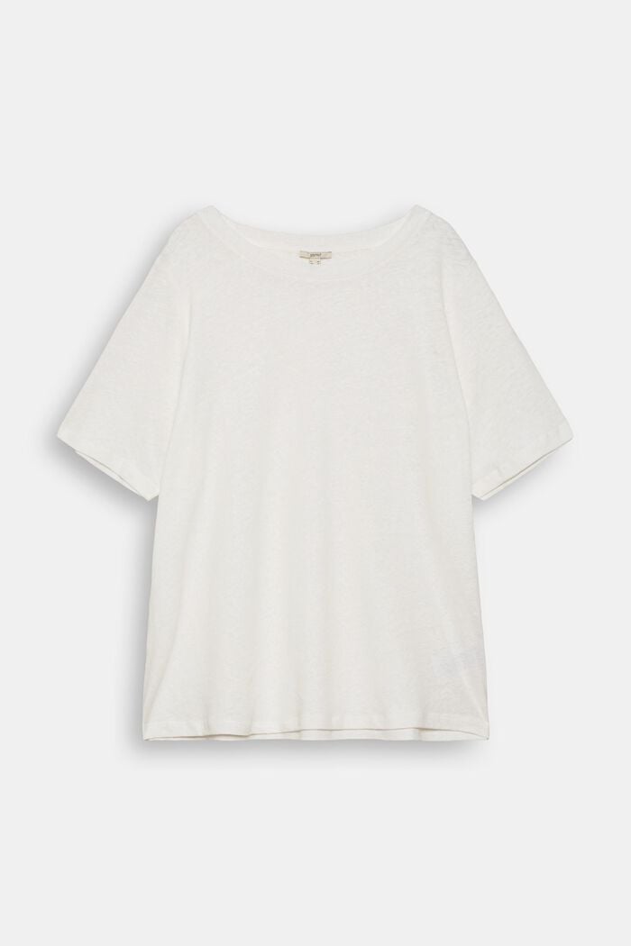 Modèle CURVY à teneur en lin : t-shirt basique, OFF WHITE, detail image number 0