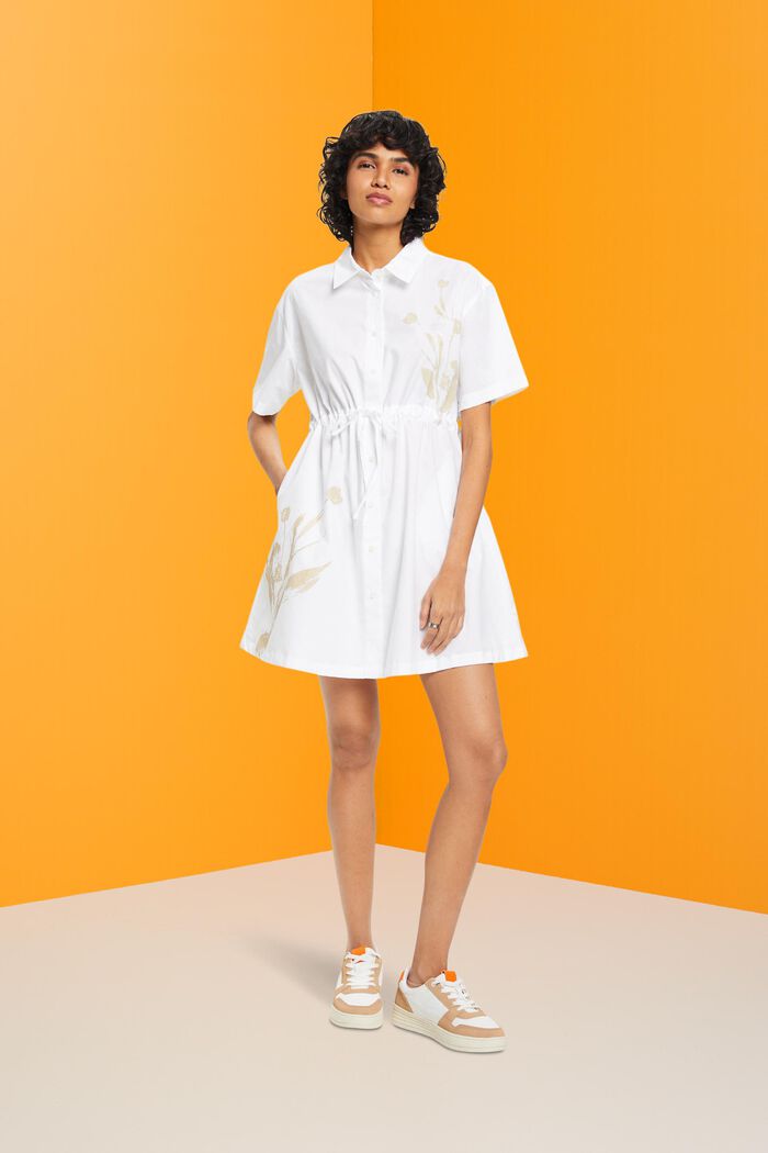 Mini robe-chemise imprimée, WHITE, detail image number 4