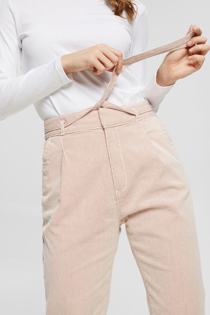 Pantalon en toile rayé muni d´une ceinture à nouer, BEIGE, detail image number 2
