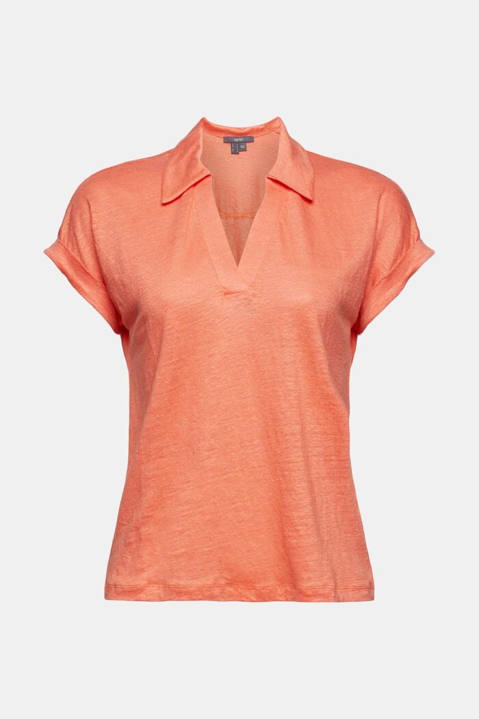 T-shirt 100 % lin, CORAL ORANGE, overview