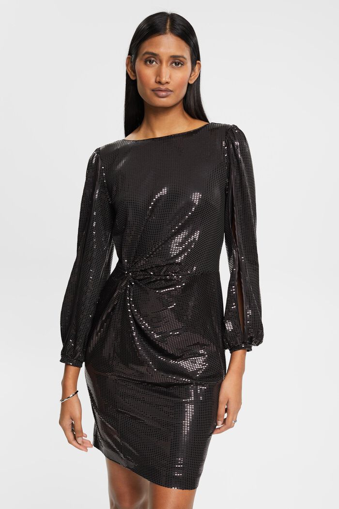 Mini-robe à application all-over, BLACK, detail image number 0