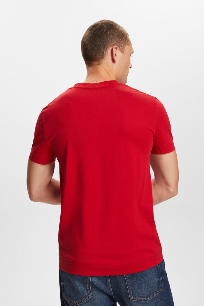 T-shirt en jersey à encolure en V, 100 % coton, DARK RED, detail image number 3