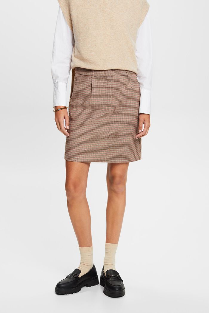 Mini-jupe à carreaux, CARAMEL, detail image number 0