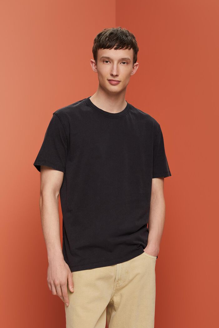 T-shirt en jersey teint en pièce, 100 % coton, BLACK, detail image number 0