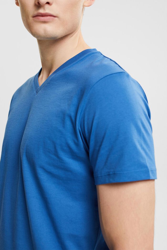 T-shirt en jersey à encolure en V, BLUE, detail image number 2