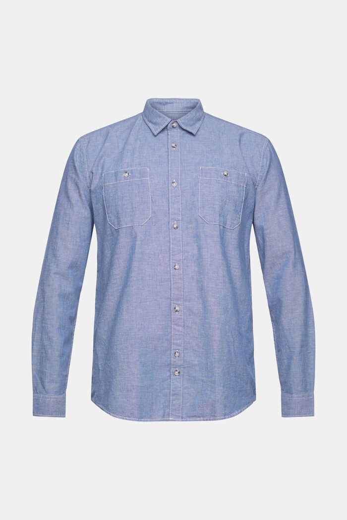 À teneur en lin : la chemise chinée , BLUE, overview