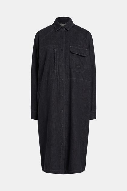 Robe-chemise en jean allongée, BLACK MEDIUM WASHED, overview