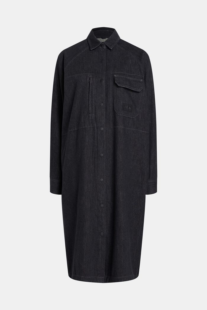 Robe-chemise en jean allongée, BLACK MEDIUM WASHED, detail image number 4