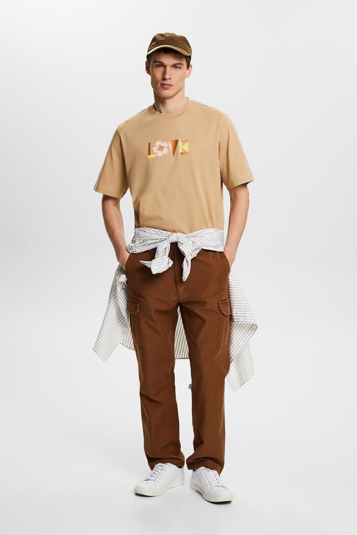 T-shirt unisexe en coton Pima imprimé, BEIGE, detail image number 1