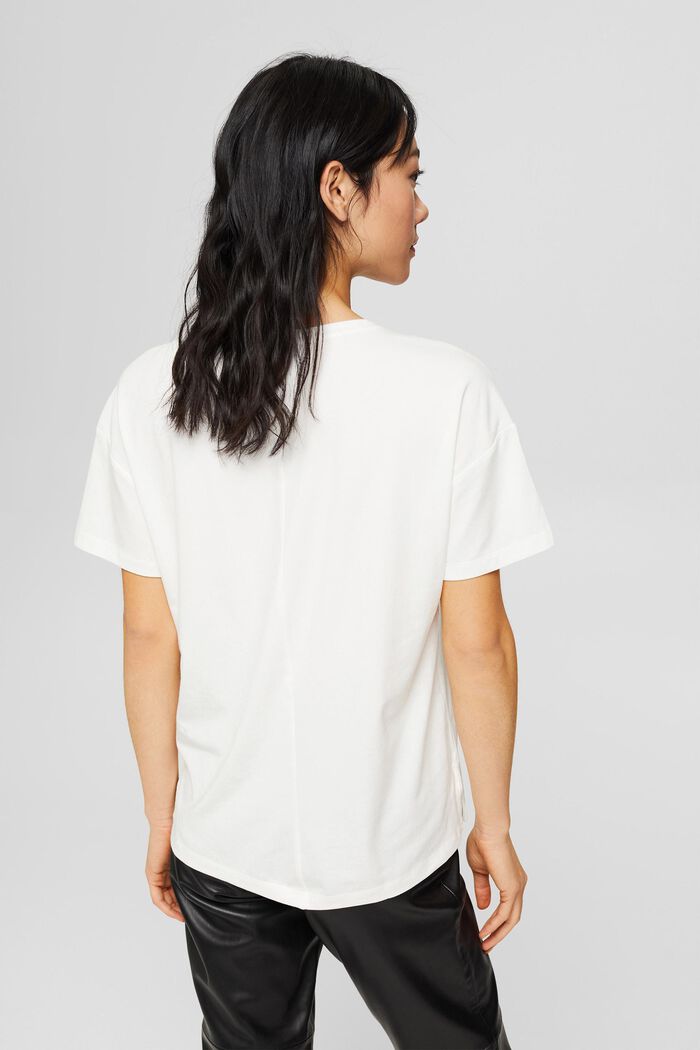 T-shirt à imprimé en coton bio mélangé, OFF WHITE, detail image number 3