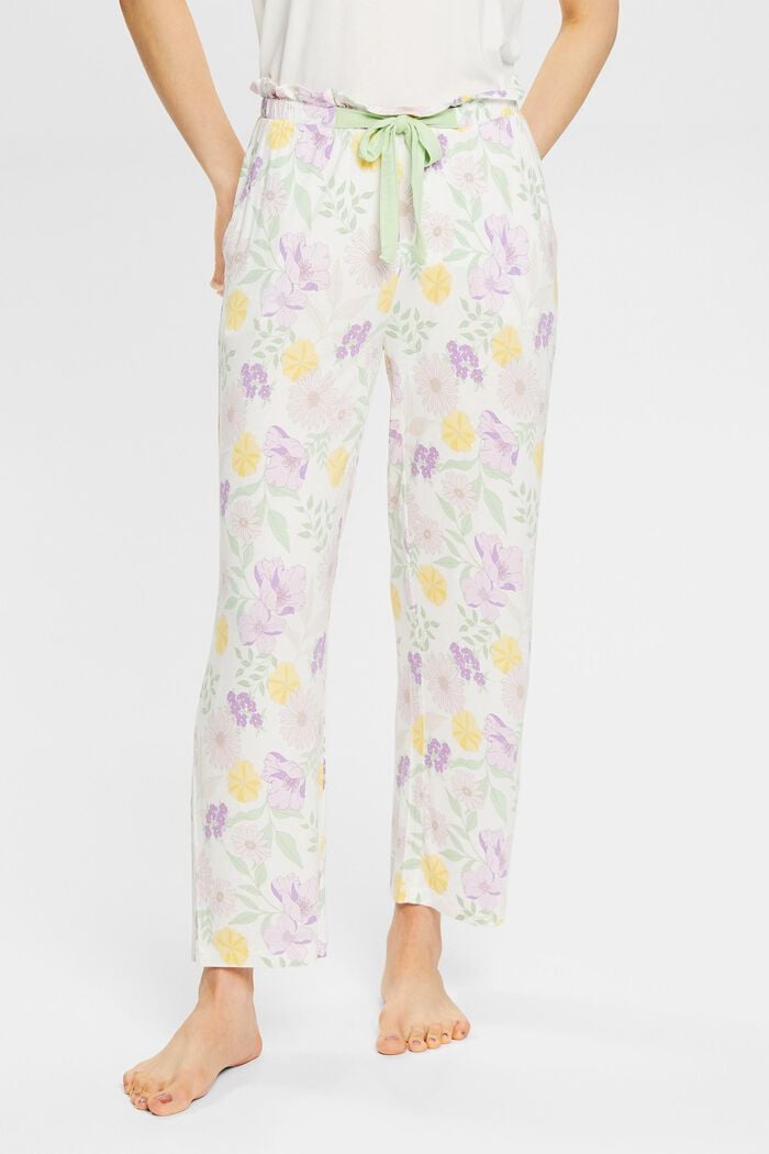 Pantalon de pyjama à motif floral, en LENZING™ ECOVERO™, OFF WHITE, detail image number 0