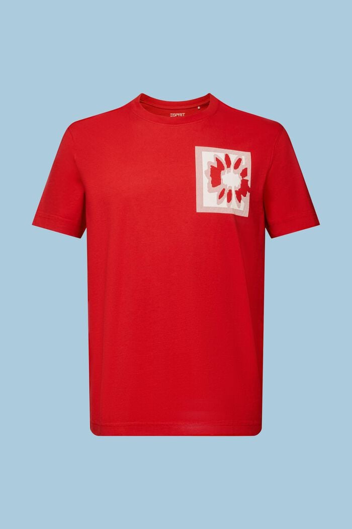 T-shirt à imprimé floral et logo, DARK RED, detail image number 6