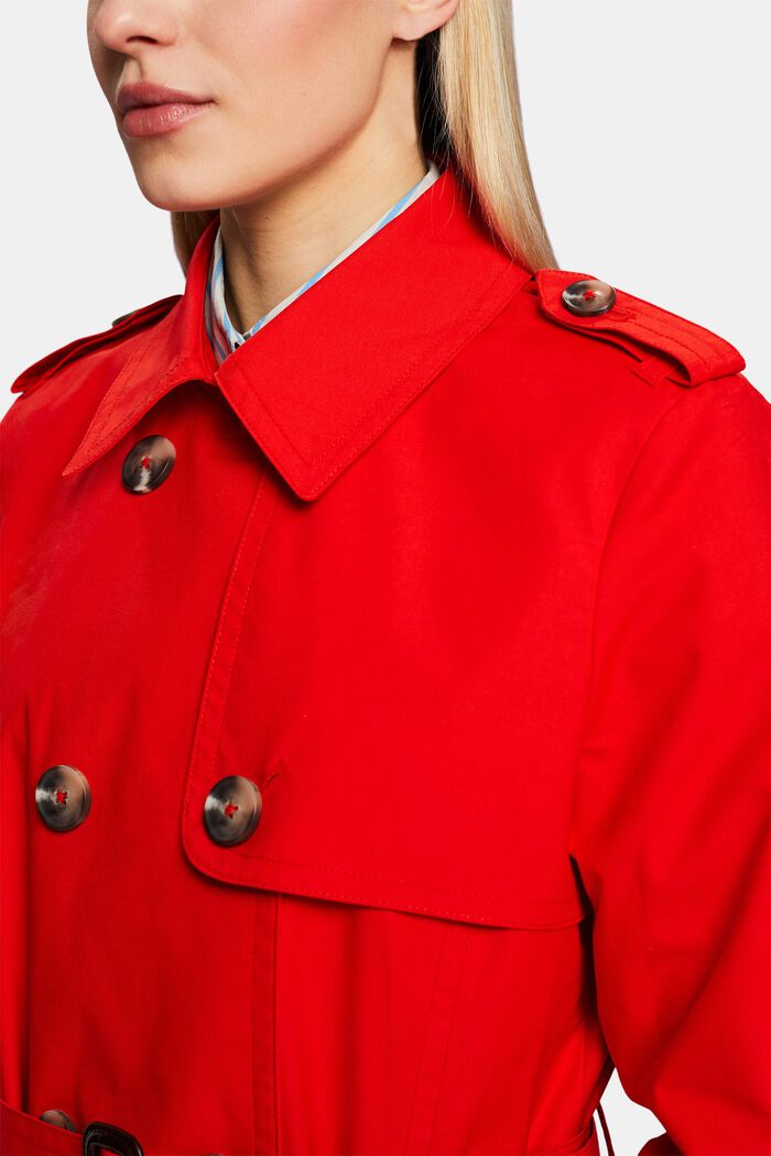 Trench-coat à boutonnage croisé et ceinture, RED, detail image number 3