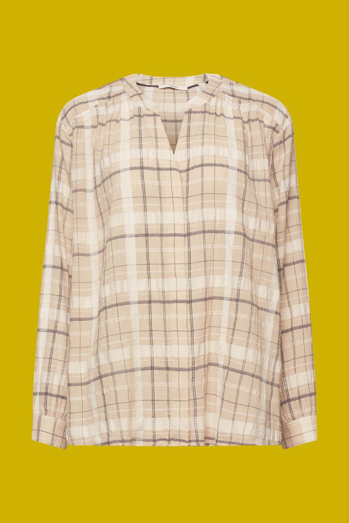 Haut façon blouse texturé, 100 % coton, SAND, detail image number 5