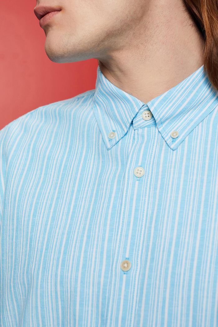 T-shirt rayé à teneur en lin, TURQUOISE, detail image number 2