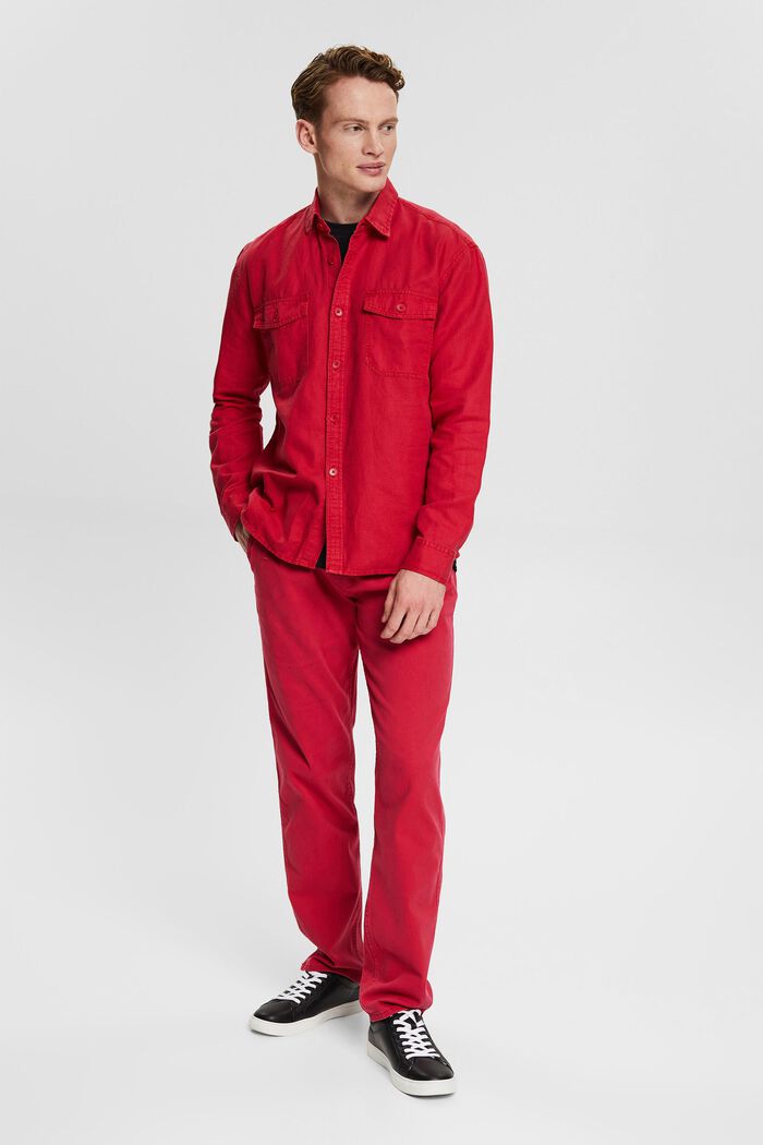 En lin mélangé : chemise oversize, RED, detail image number 1