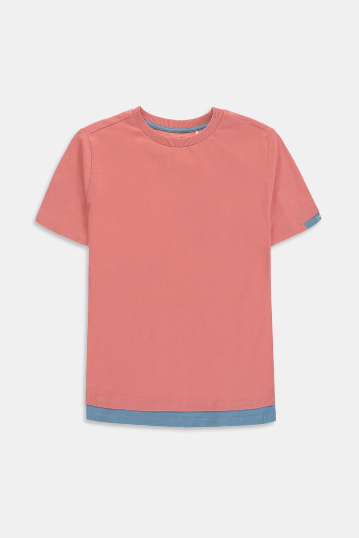 T-shirt au look superposé, 100 % coton, DARK OLD PINK, detail image number 0