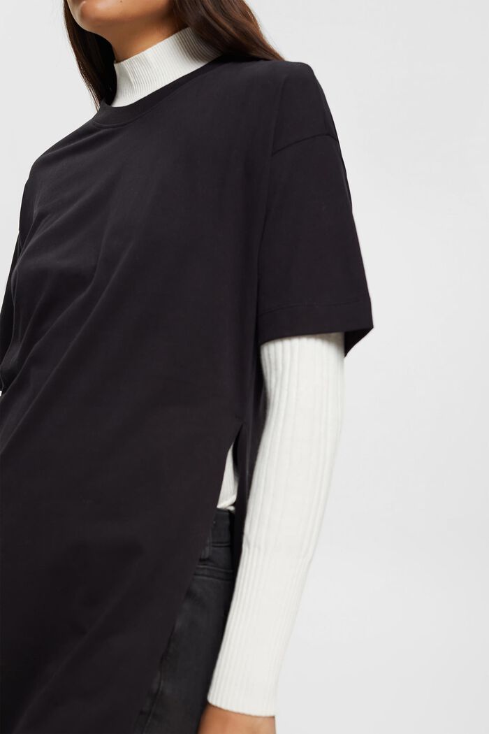 T-shirt long doté d’une fente d’aisance latérale, BLACK, detail image number 3