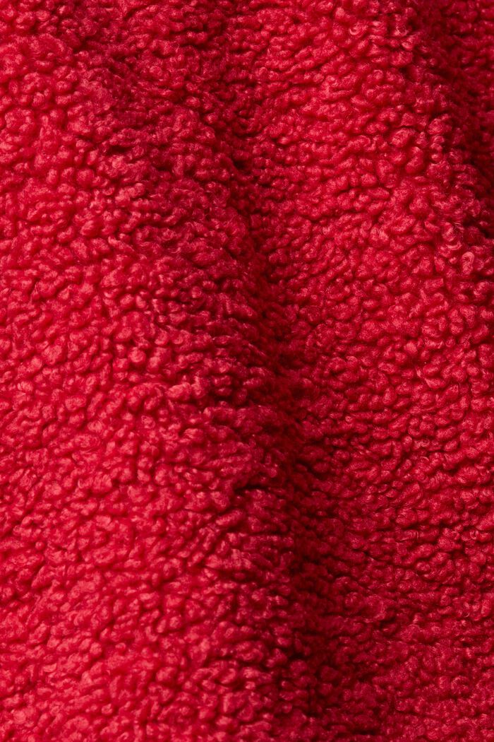 Cardigan zippé en polaire peluche à capuche, CHERRY RED, detail image number 5