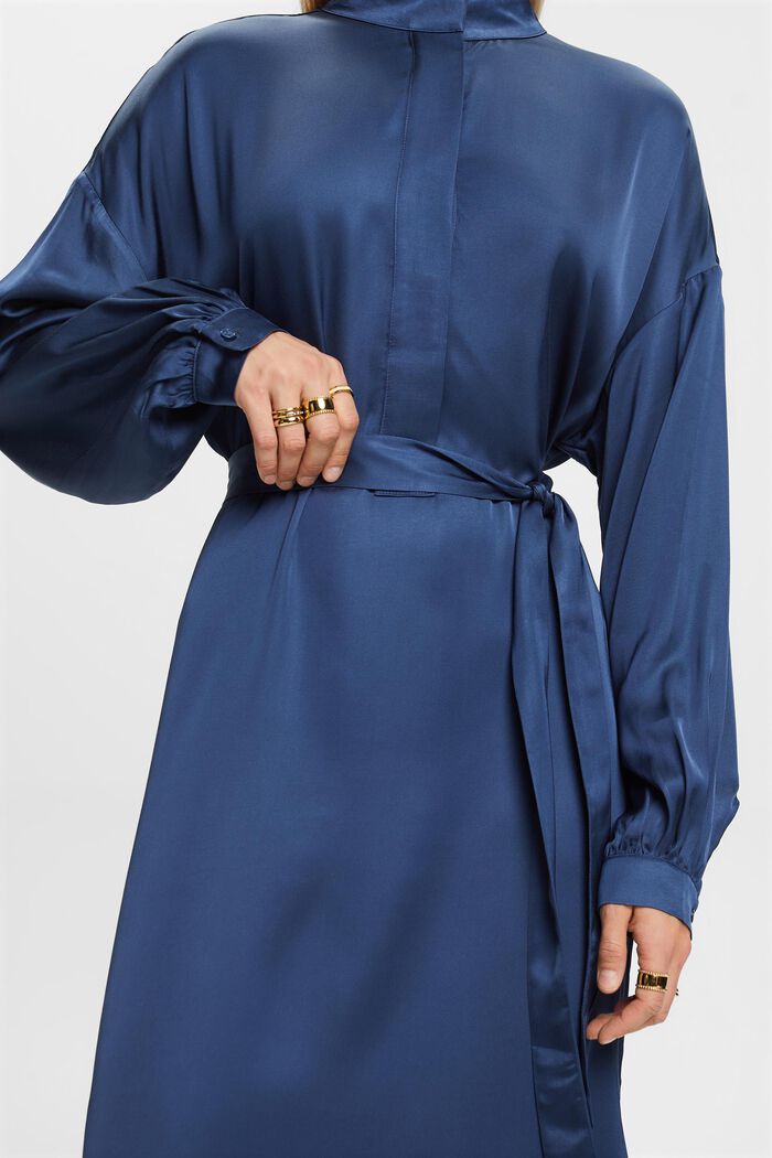 Robe-chemise en satin, GREY BLUE, detail image number 1