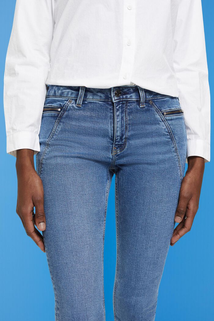 Jean de coupe Skinny Fit à taille mi-haute doté de poches zippées, BLUE MEDIUM WASHED, detail image number 4