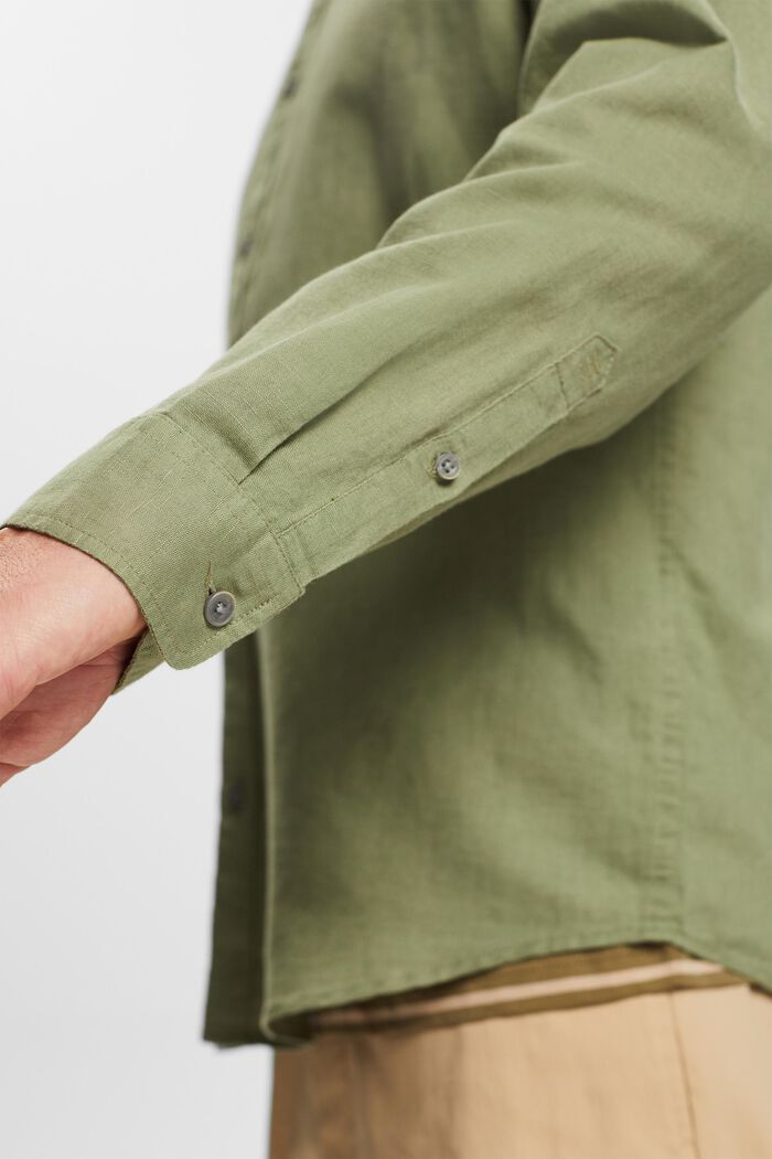 Chemise à col boutonné en mélange de coton et lin, LIGHT KHAKI, detail image number 2