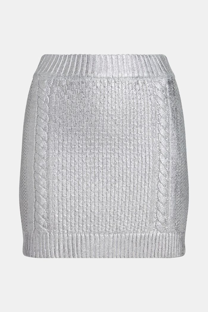 Mini-jupe en maille torsadée métallique, SILVER, detail image number 4