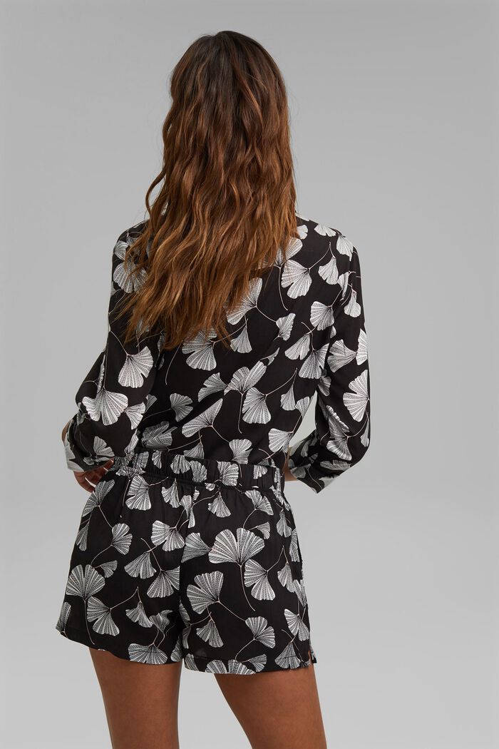 Short de pyjama à imprimé ginko, LENZING™ ECOVERO™, BLACK, detail image number 3