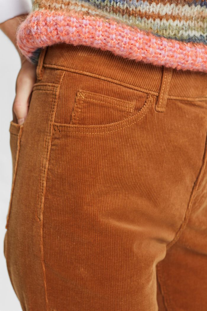 Pantalon en velours côtelé coupe Straight Fit taille haute, CARAMEL, detail image number 2