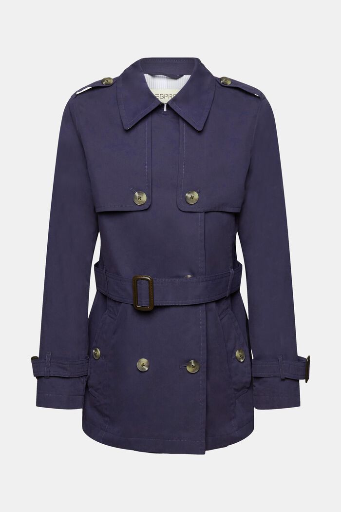 Trench-coat court à ceinture, NAVY, detail image number 7