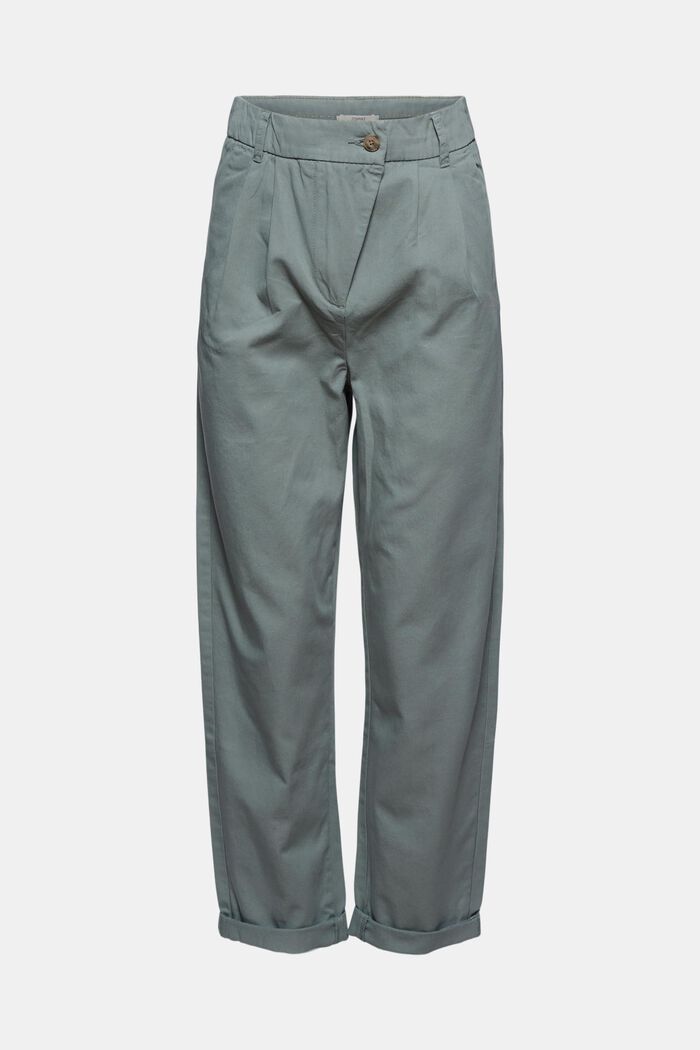 Chino taille haute, 100 % coton Pima, DUSTY GREEN, detail image number 5