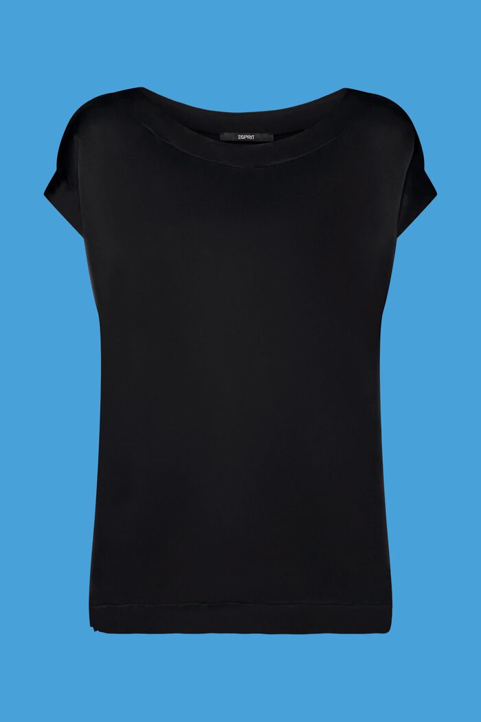 T-shirt en mélange de matière, LENZING™ ECOVERO™, BLACK, detail image number 7