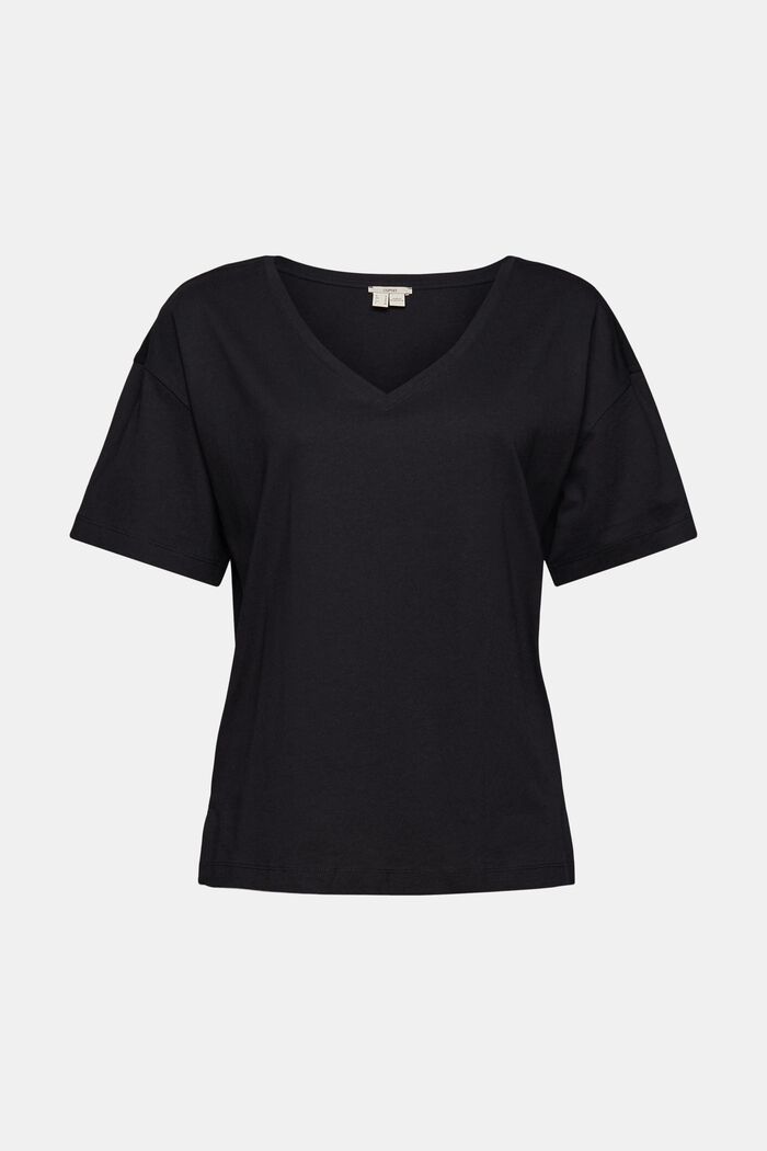 À teneur en TENCEL™ : le t-shirt à encolure en V, BLACK, detail image number 6