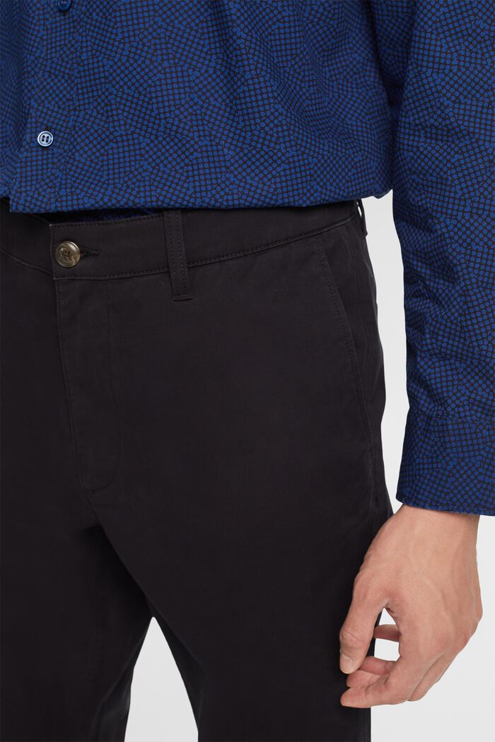 Pantalon chino slim en twill de coton, BLACK, detail image number 2
