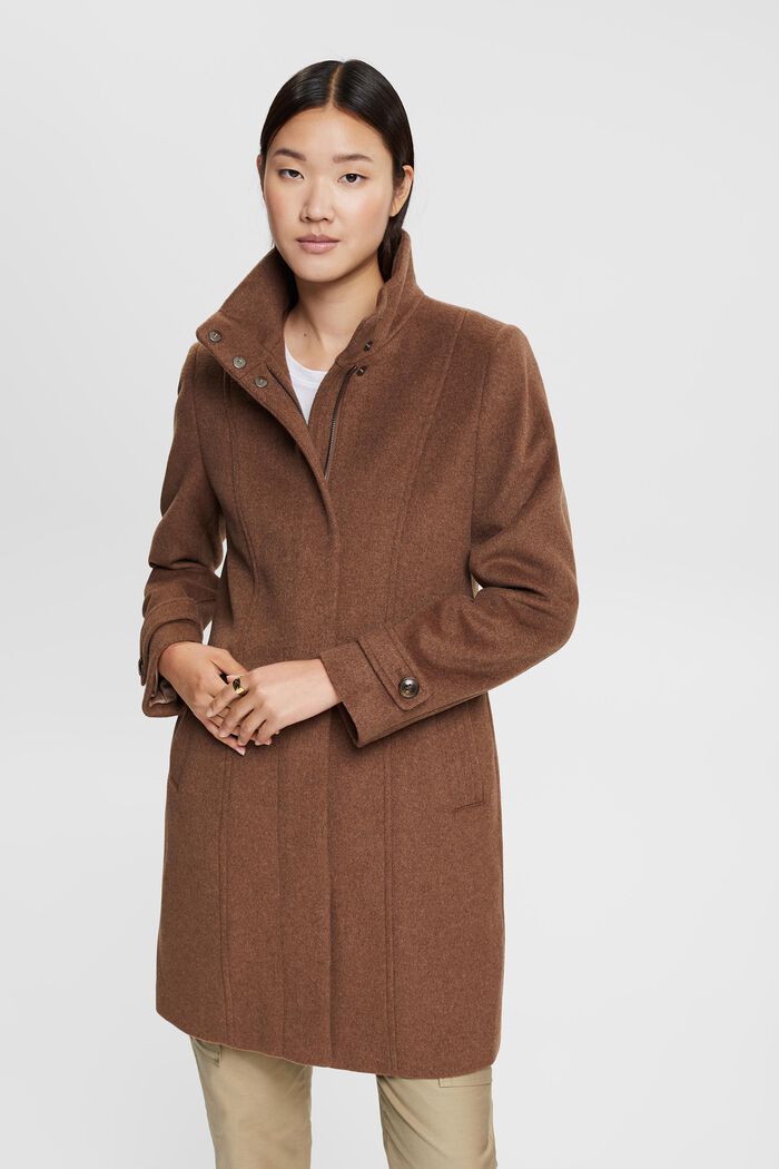 Manteau à teneur en laine, TAUPE, detail image number 1