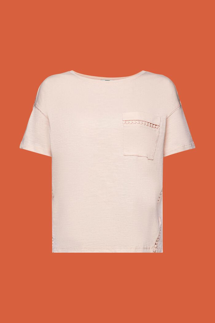 T-shirt à rubans en dentelle, 100 % coton, PASTEL PINK, detail image number 6