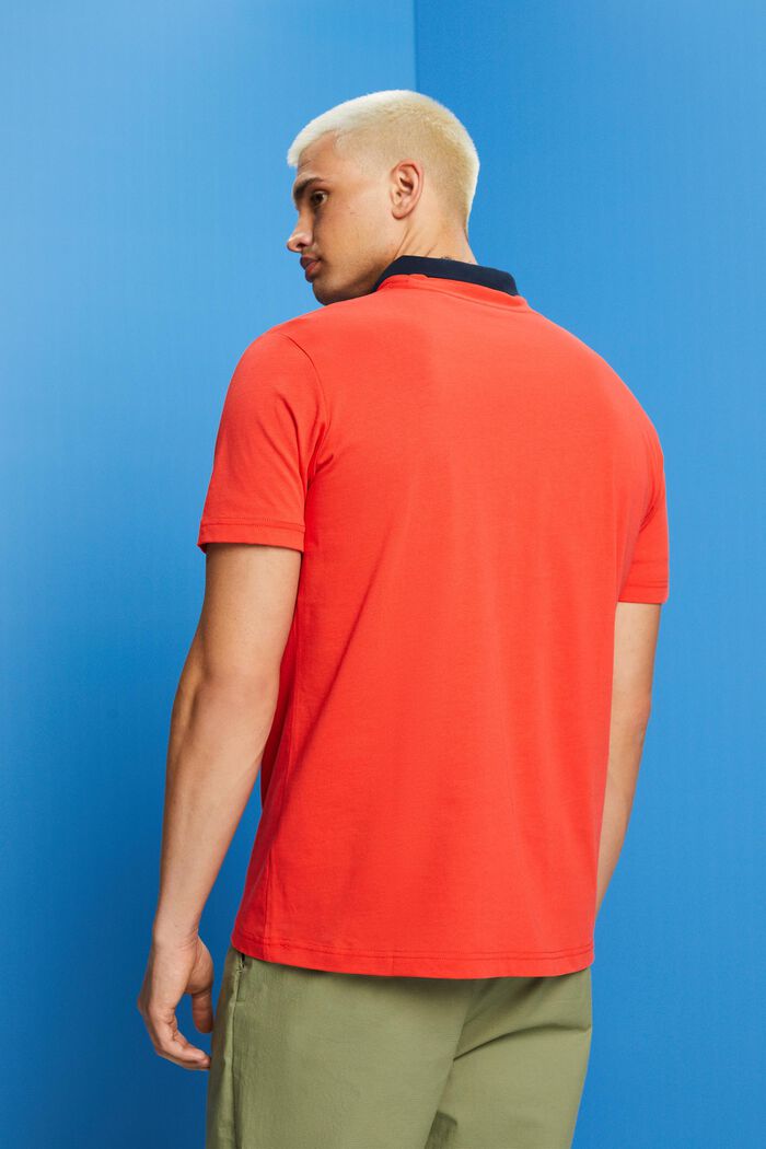 T-shirt en coton biologique à imprimé géométrique, ORANGE RED, detail image number 3