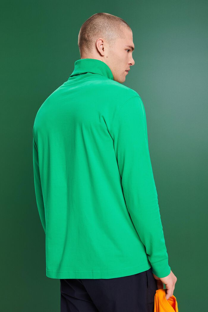 T-shirt à manches longues et col cheminée en coton, GREEN, detail image number 3
