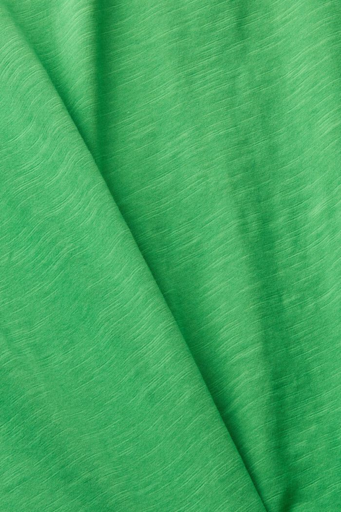 T-shirt en coton à encolure en V et points fantaisie, GREEN, detail image number 5