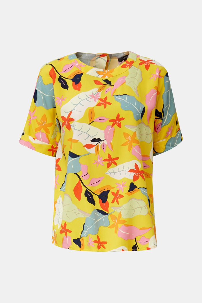 Haut façon blouse en LENZING™ ECOVERO™, YELLOW, detail image number 0