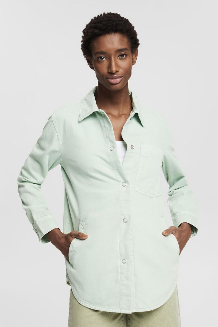 À teneur en TENCEL™ : la veste chemise oversize, DUSTY GREEN, detail image number 0
