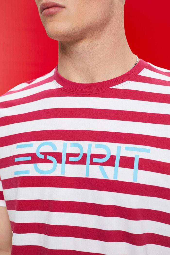 T-shirt à rayures en coton durable, RED, detail image number 2