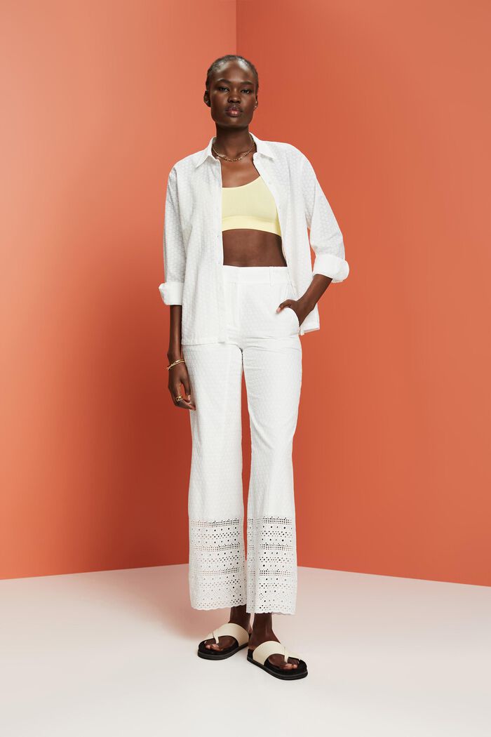 Pantalon brodé, 100 % coton, WHITE, detail image number 5