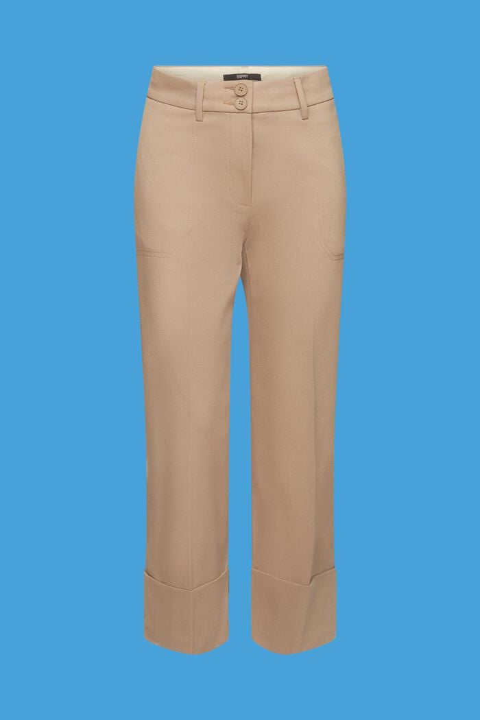 Pantalon en twill raccourci, TAUPE, detail image number 7