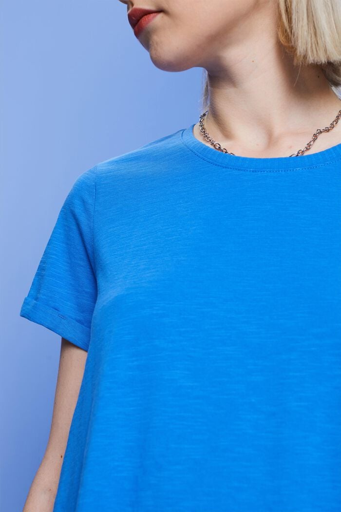 T-shirt basique à encolure ronde, 100 % coton, BRIGHT BLUE, detail image number 2