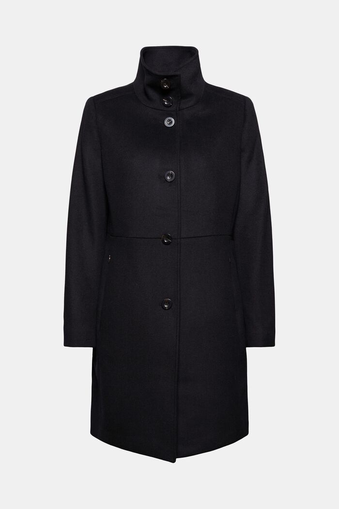 En laine mélangée : le manteau à col montant, BLACK, detail image number 5