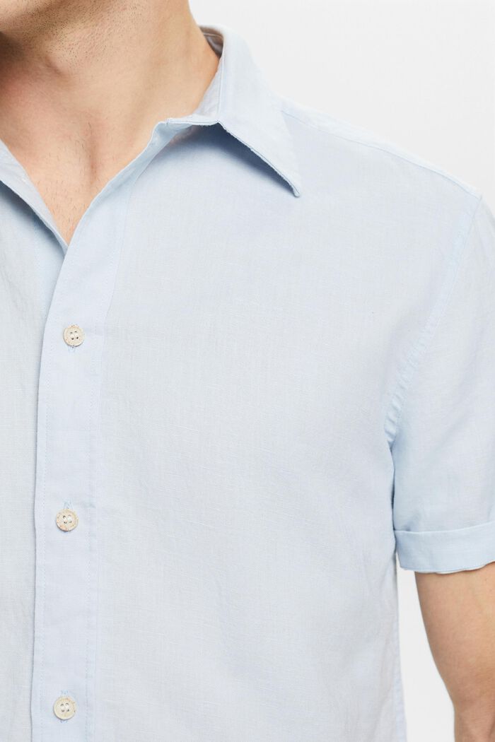 Chemise à manches courtes en lin et coton, LIGHT BLUE, detail image number 3