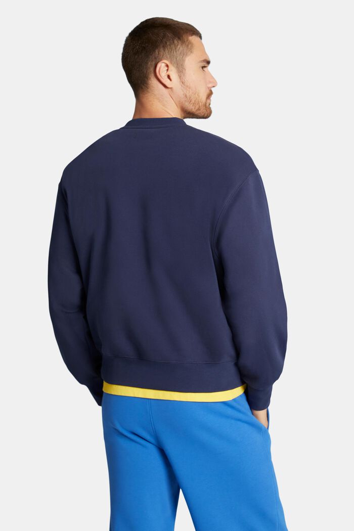 Sweat-shirt unisexe en maille polaire de coton orné d’un logo, NAVY, detail image number 3