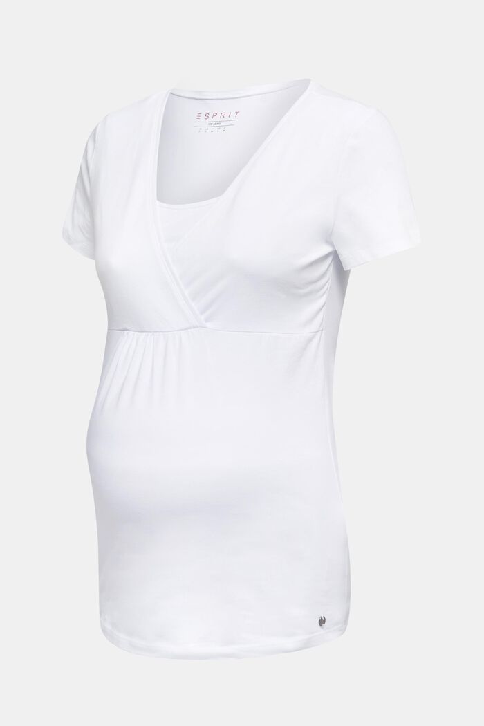 T-shirt stretch à fonction allaitement, WHITE, detail image number 0