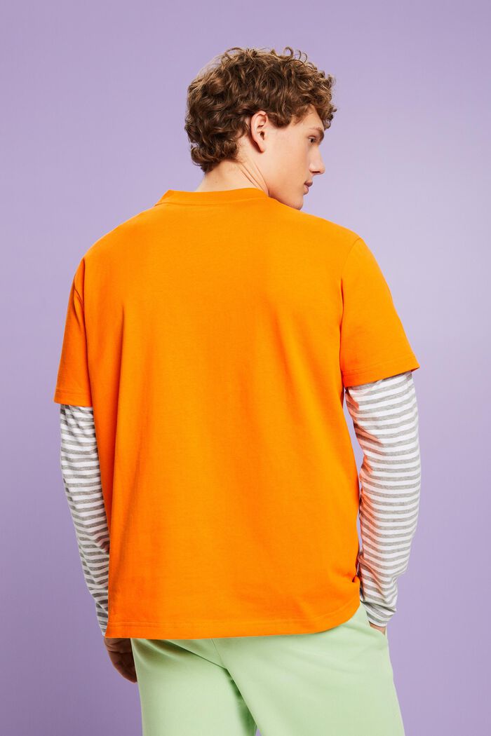 T-shirt en jersey de coton unisexe à logo, CORAL ORANGE, detail image number 3